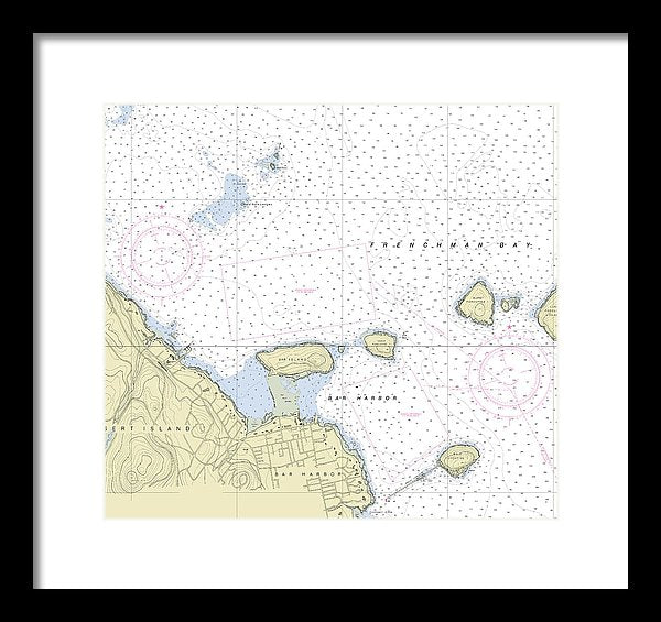 Bar Harbor Maine Nautical Chart - Framed Print