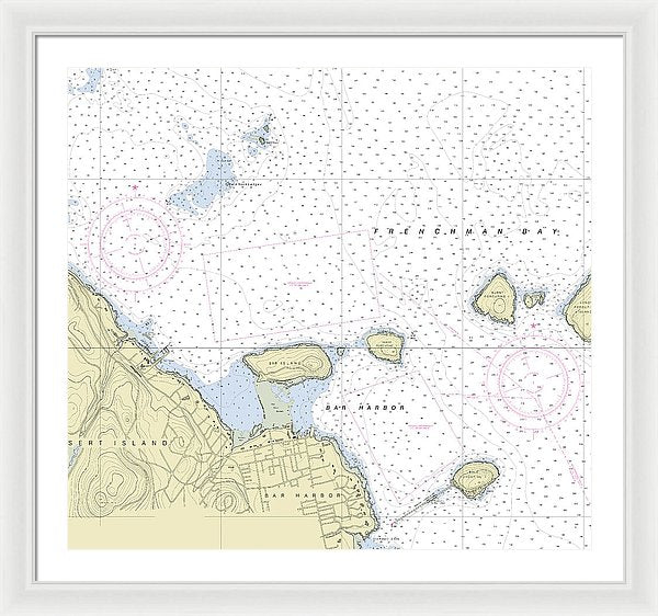 Bar Harbor Maine Nautical Chart - Framed Print