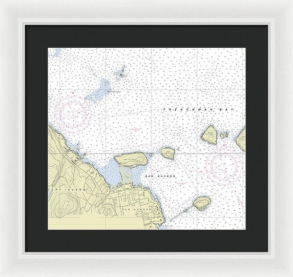 Bar Harbor Maine Nautical Chart - Framed Print