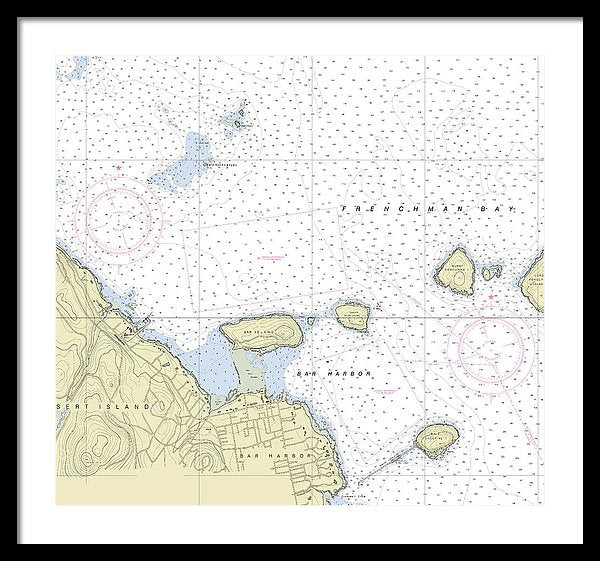 Bar Harbor Maine Nautical Chart - Framed Print