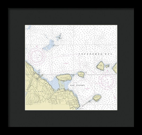 Bar Harbor Maine Nautical Chart - Framed Print
