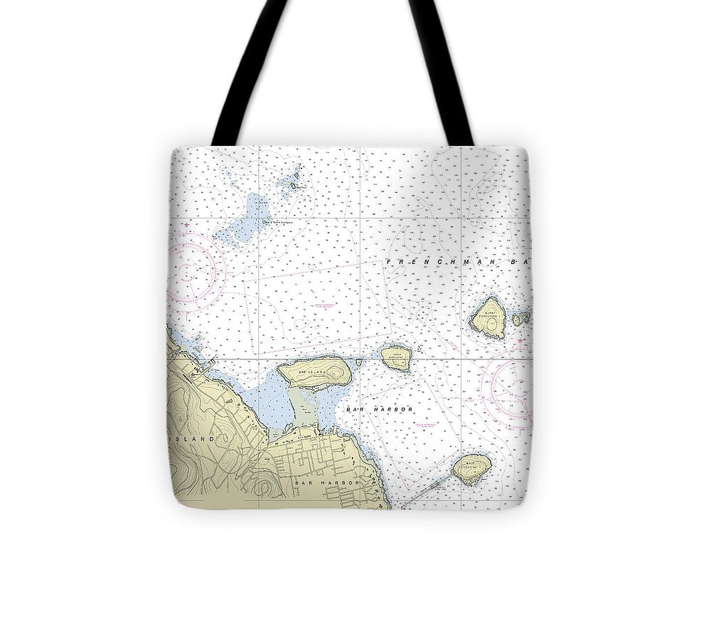 Bar Harbor Maine Nautical Chart Tote Bag