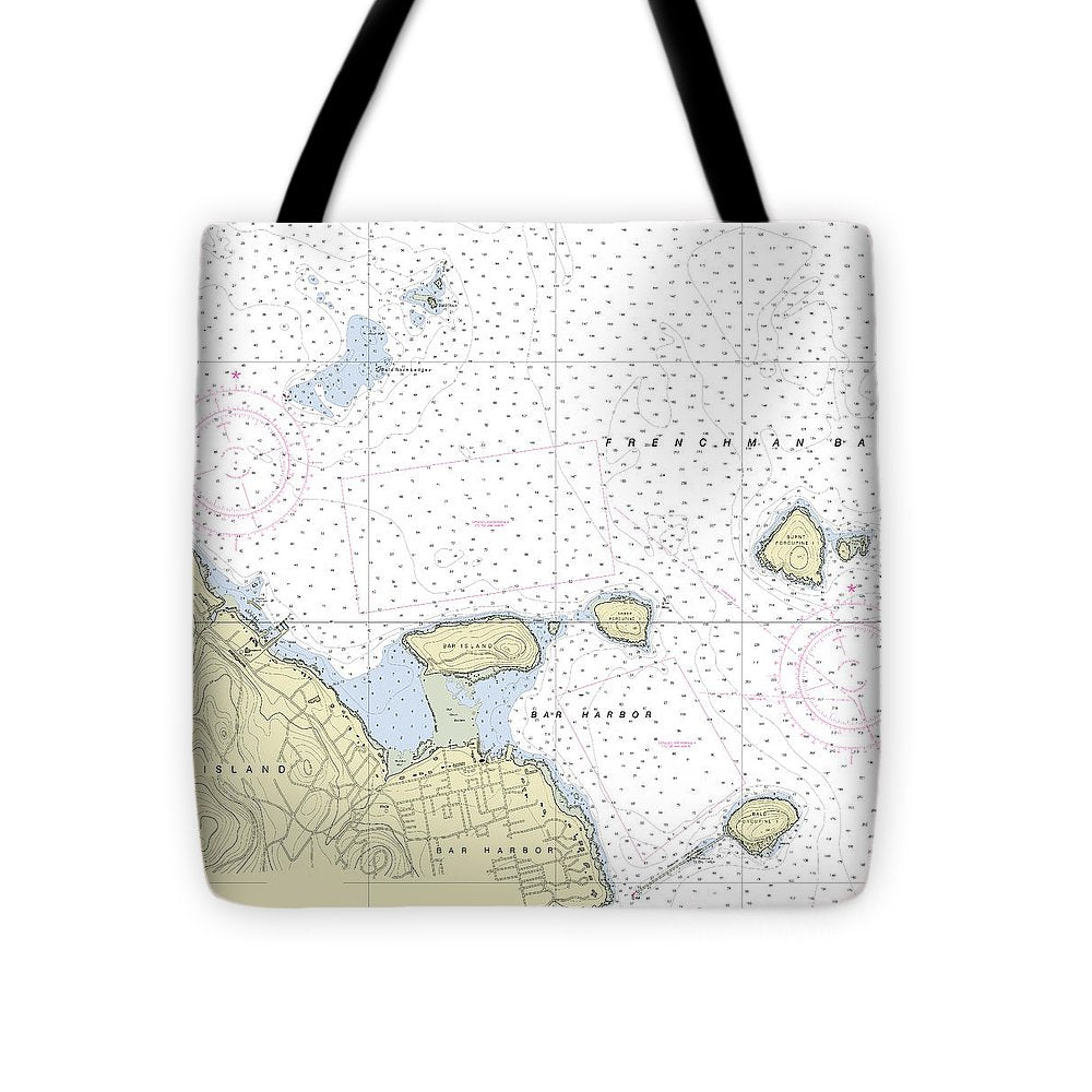 Bar Harbor Maine Nautical Chart - Tote Bag