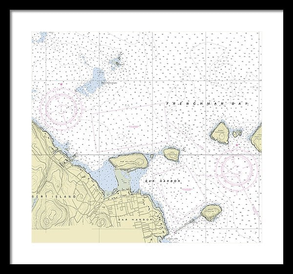 Bar Harbor Maine Nautical Chart - Framed Print