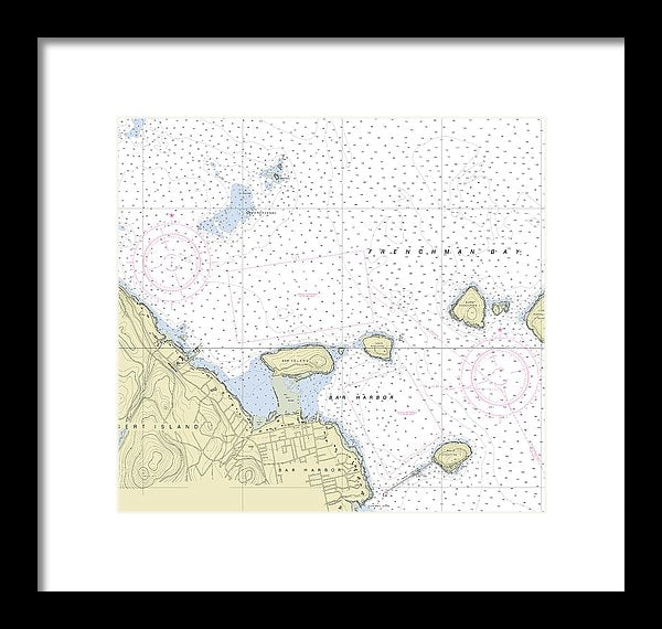 Bar Harbor Maine Nautical Chart - Framed Print