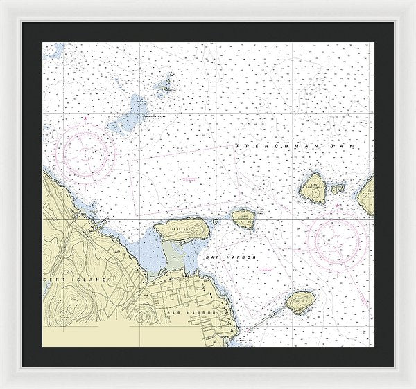 Bar Harbor Maine Nautical Chart - Framed Print