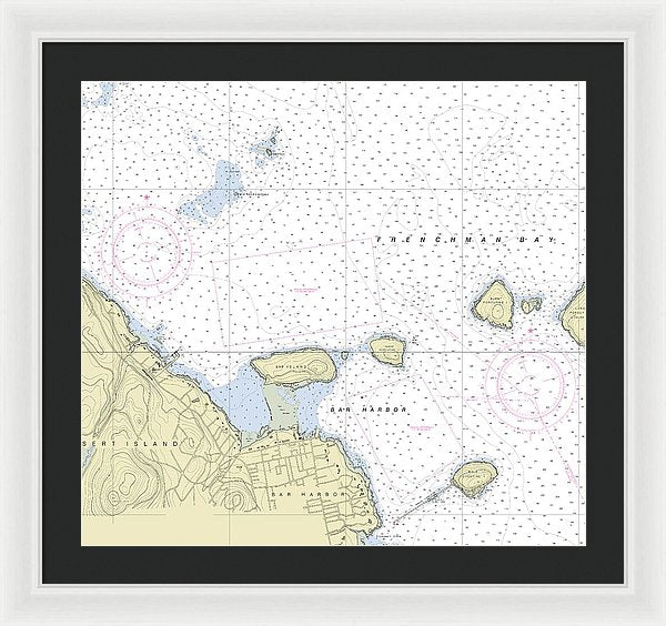 Bar Harbor Maine Nautical Chart - Framed Print