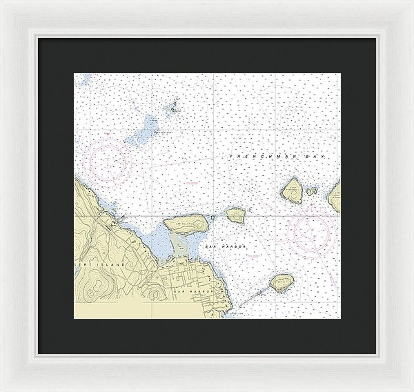 Bar Harbor Maine Nautical Chart - Framed Print