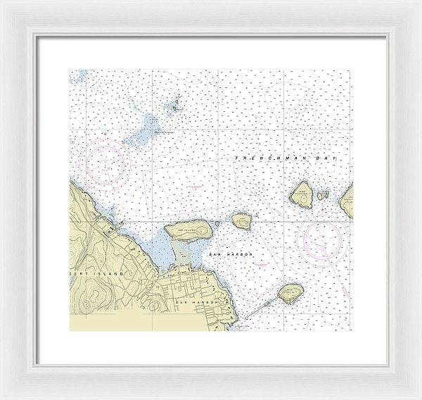 Bar Harbor Maine Nautical Chart - Framed Print