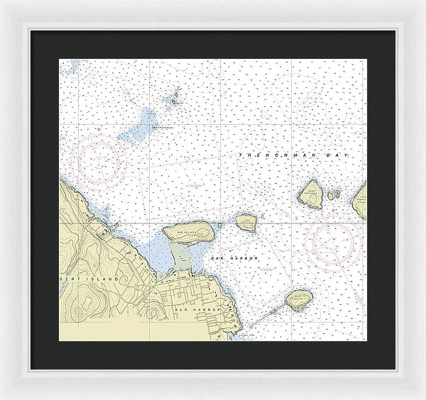 Bar Harbor Maine Nautical Chart - Framed Print