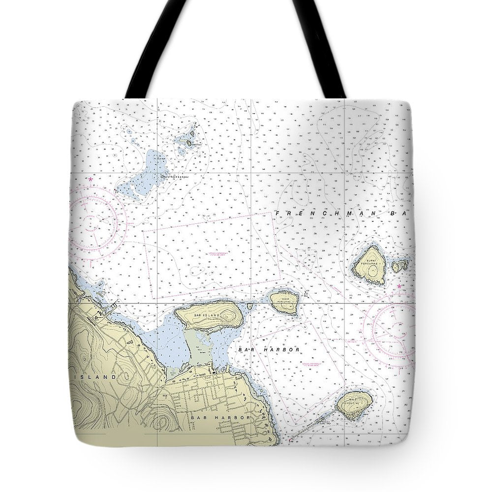 Bar Harbor Maine Nautical Chart - Tote Bag