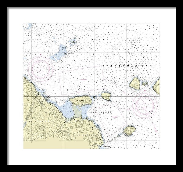 Bar Harbor Maine Nautical Chart - Framed Print