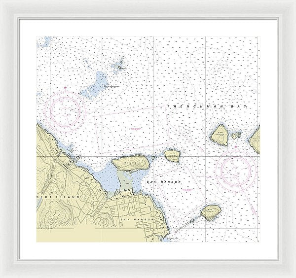 Bar Harbor Maine Nautical Chart - Framed Print