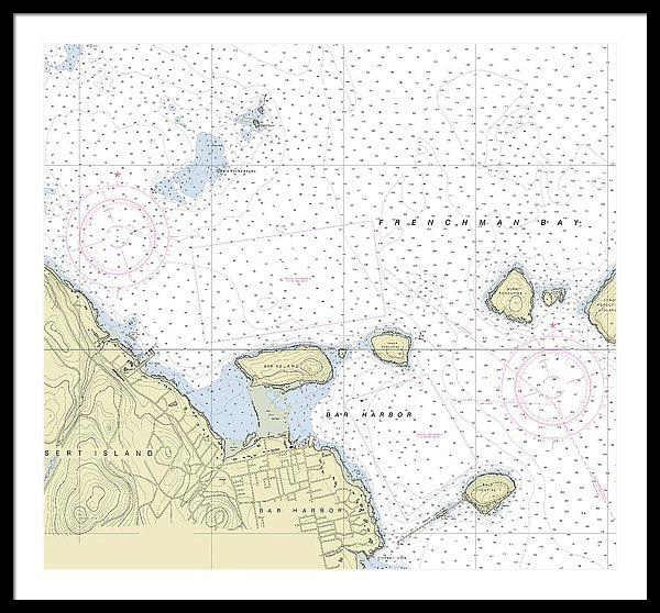 Bar Harbor Maine Nautical Chart - Framed Print