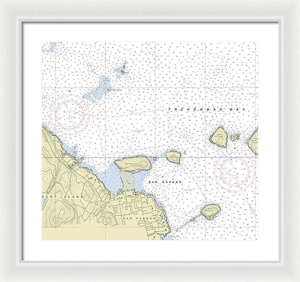 Bar Harbor Maine Nautical Chart - Framed Print