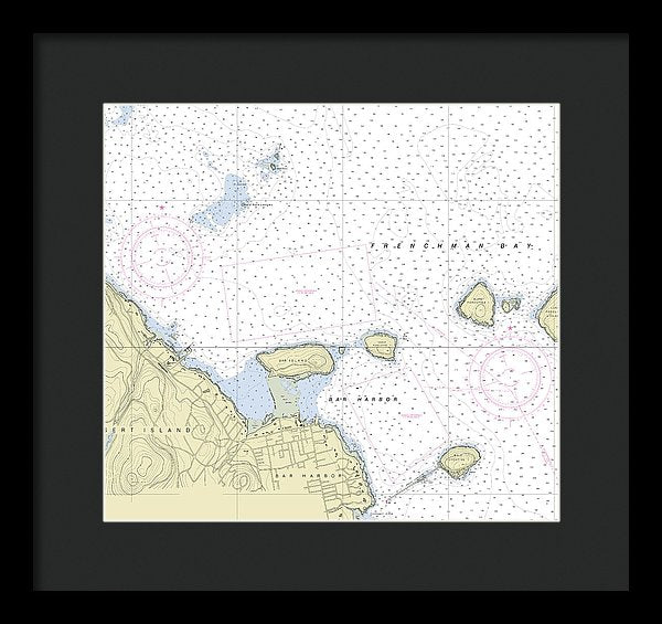 Bar Harbor Maine Nautical Chart - Framed Print