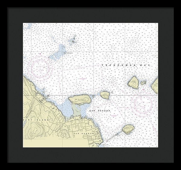 Bar Harbor Maine Nautical Chart - Framed Print