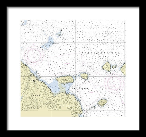 Bar Harbor Maine Nautical Chart - Framed Print