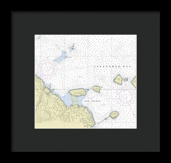 Bar Harbor Maine Nautical Chart - Framed Print