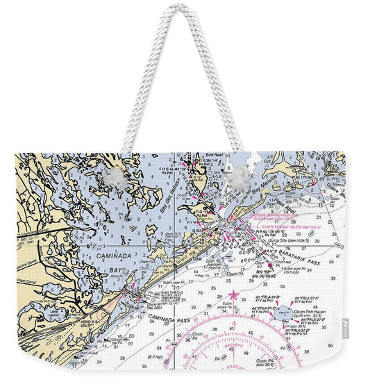 Barataria And Caminada Bays-louisiana Nautical Chart - Weekender Tote Bag