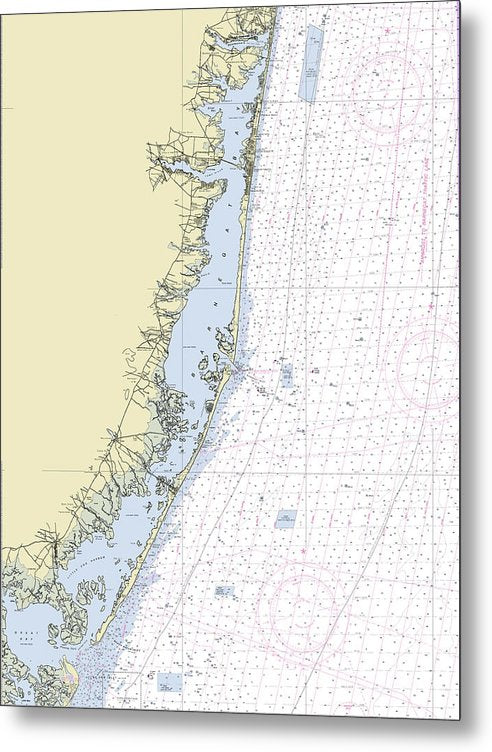 A beuatiful Metal Print of the Barnegat Bay New Jersey Nautical Chart - Metal Print by SeaKoast.  100% Guarenteed!