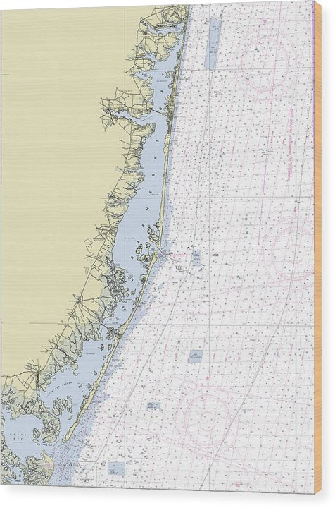 Barnegat Bay New Jersey Nautical Chart Wood Print