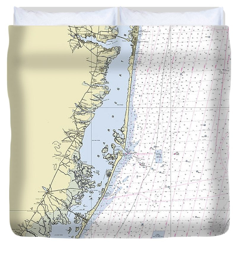 Barnegat Bay New Jersey Nautical Chart Duvet Cover