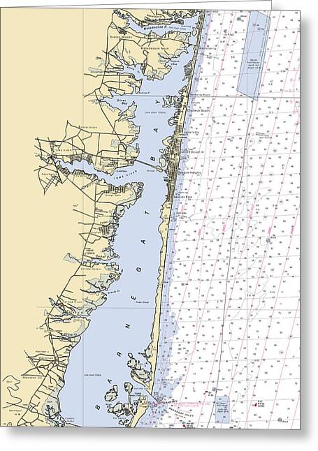 Barnegat Bay -new Jersey Nautical Chart _v2 - Greeting Card