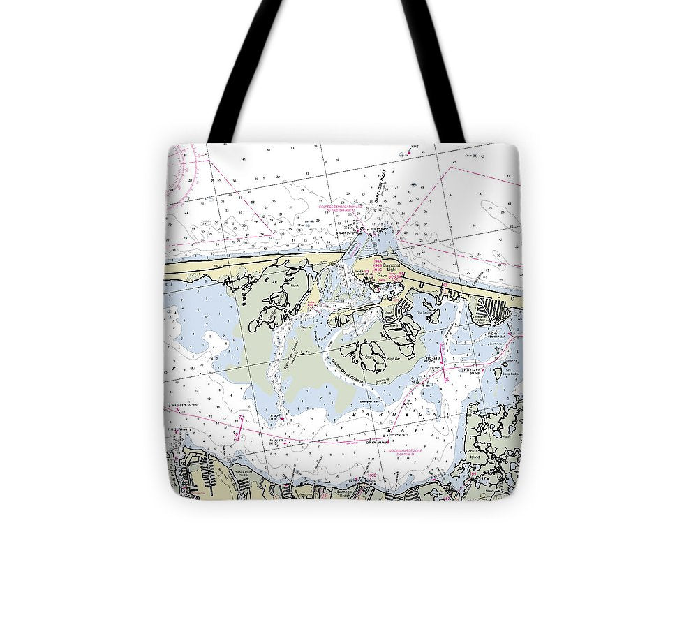 Barnegat Inlet New Jersey Nautical Chart Tote Bag