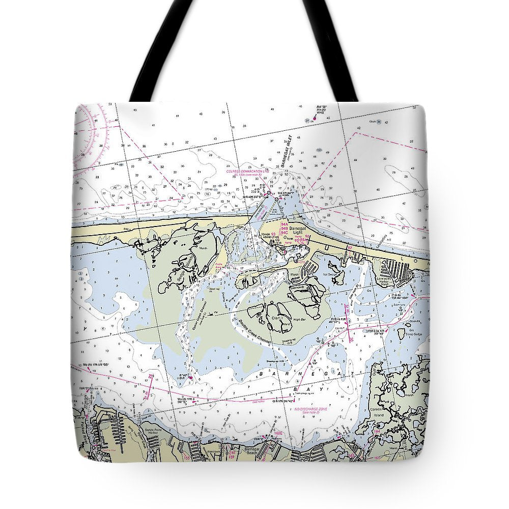 Barnegat Inlet New Jersey Nautical Chart - Tote Bag