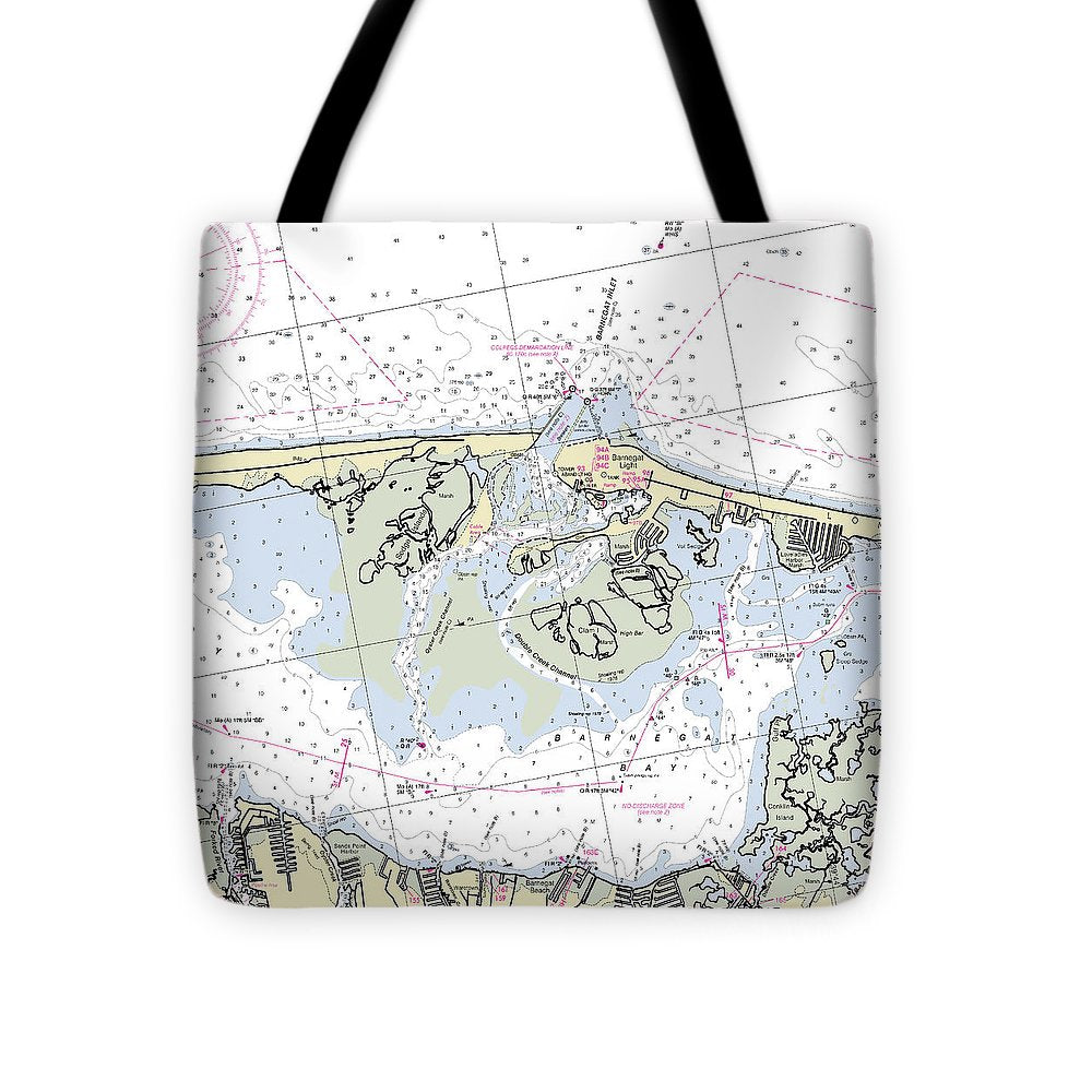 Barnegat Inlet New Jersey Nautical Chart - Tote Bag