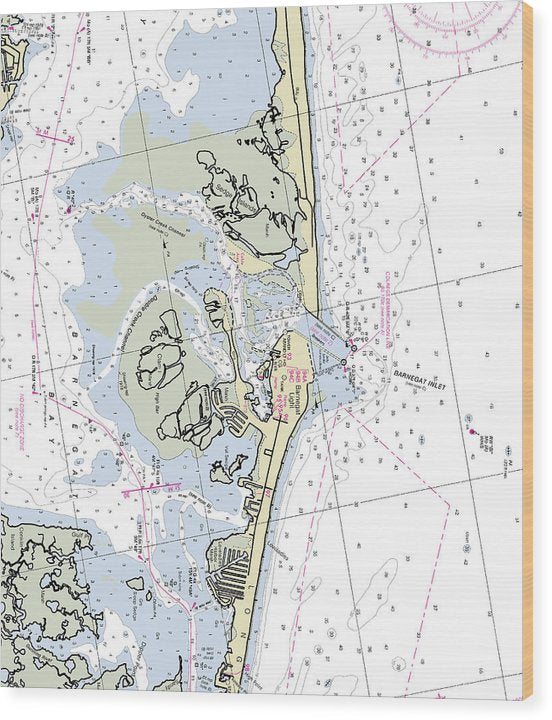 Barnegat Light New Jersey Nautical Chart Wood Print