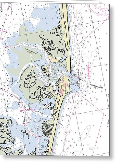 Barnegat Light New Jersey Nautical Chart - Greeting Card