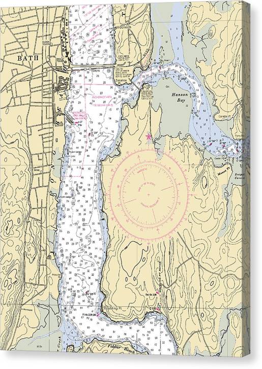 Bath-Maine Nautical Chart Canvas Print