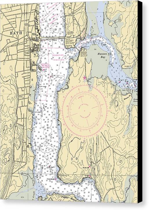 Bath-maine Nautical Chart - Canvas Print