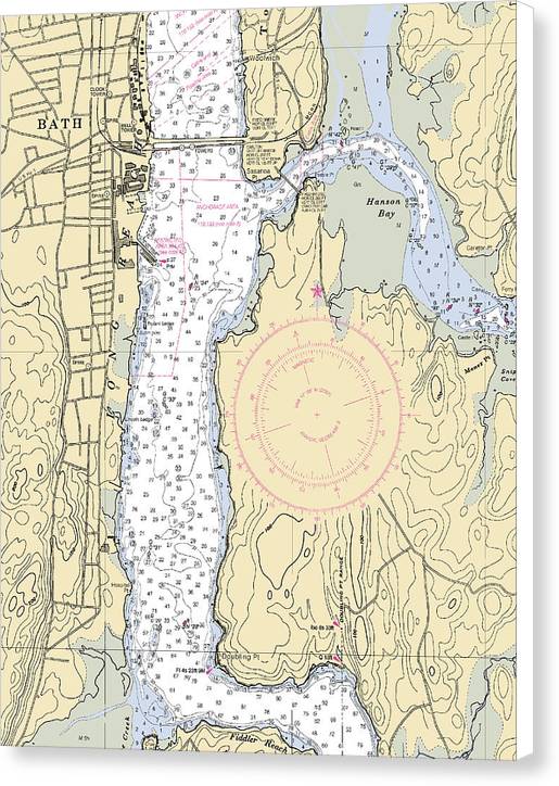 Bath-maine Nautical Chart - Canvas Print