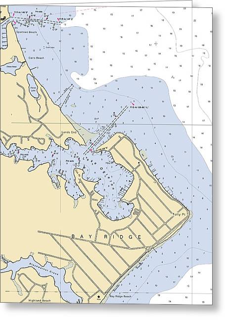 Bay Ridge -maryland Nautical Chart _v2 - Greeting Card