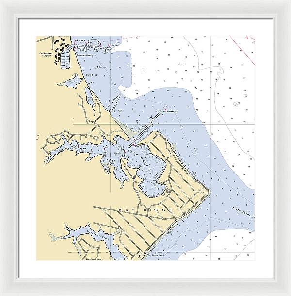 Bay Ridge -maryland Nautical Chart _v2 - Framed Print