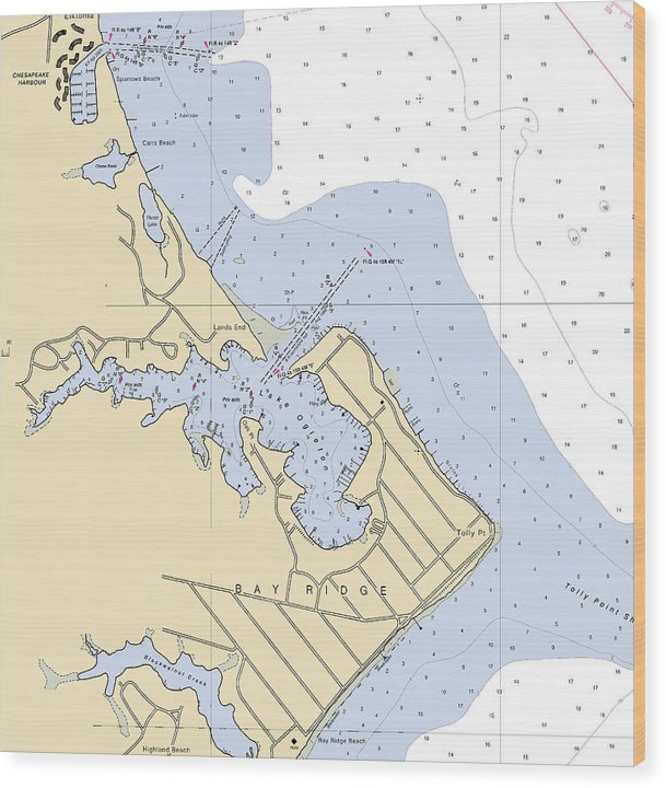 Bay Ridge -Maryland Nautical Chart _V2 Wood Print