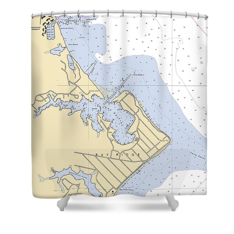 Bay Ridge  Maryland Nautical Chart _V2 Shower Curtain