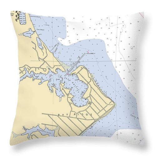 Bay Ridge -maryland Nautical Chart _v2 - Throw Pillow