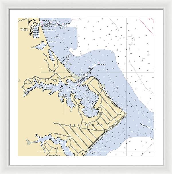 Bay Ridge -maryland Nautical Chart _v2 - Framed Print