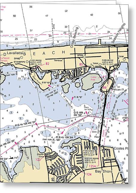 Bayshore-new Jersey Nautical Chart - Greeting Card