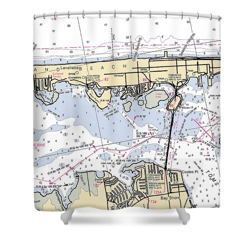 Bayshore New Jersey Nautical Chart Shower Curtain SeaKoast