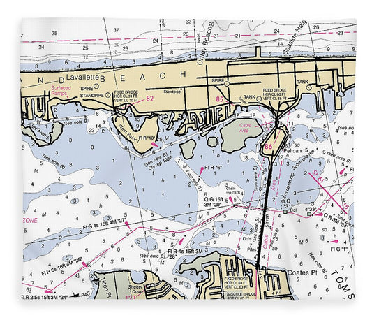 Bayshore New Jersey Nautical Chart Blanket