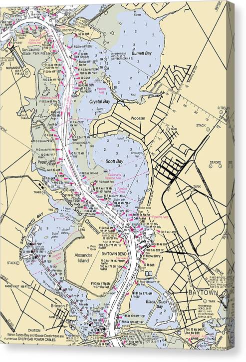 Baytown-Texas Nautical Chart Canvas Print