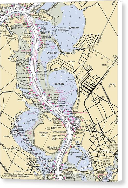 Baytown-texas Nautical Chart - Canvas Print