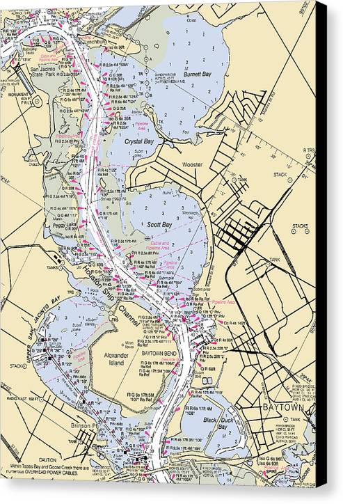 Baytown-texas Nautical Chart - Canvas Print