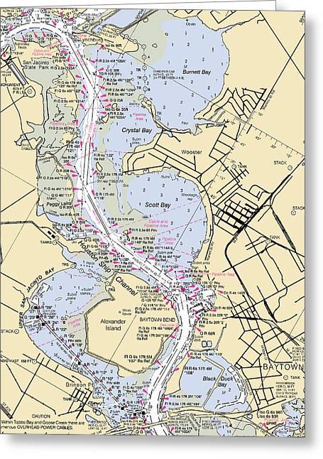 Baytown-texas Nautical Chart - Greeting Card