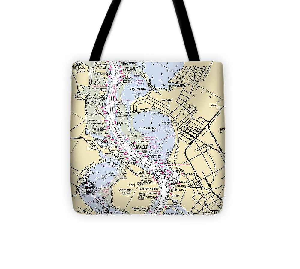 Baytown Texas Nautical Chart Tote Bag